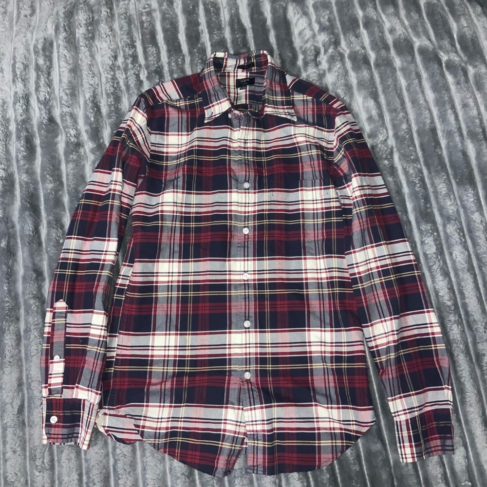 J. Crew Red and Black Casual Button Down Shirt